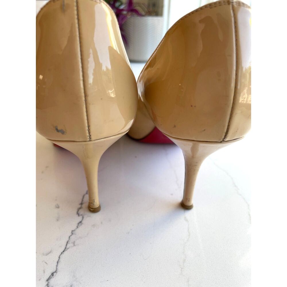 ~ Christian Louboutin Authentic Pumps 37.5 Flaws Heels 3" PeepToe 7.5 Very Privé - Picture 7 of 16